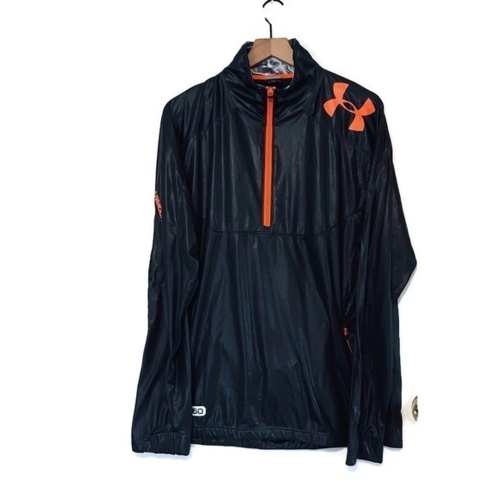 Under Armour Combine 360 Mens Black and Orange Jacket Windbreaker Running Jacket